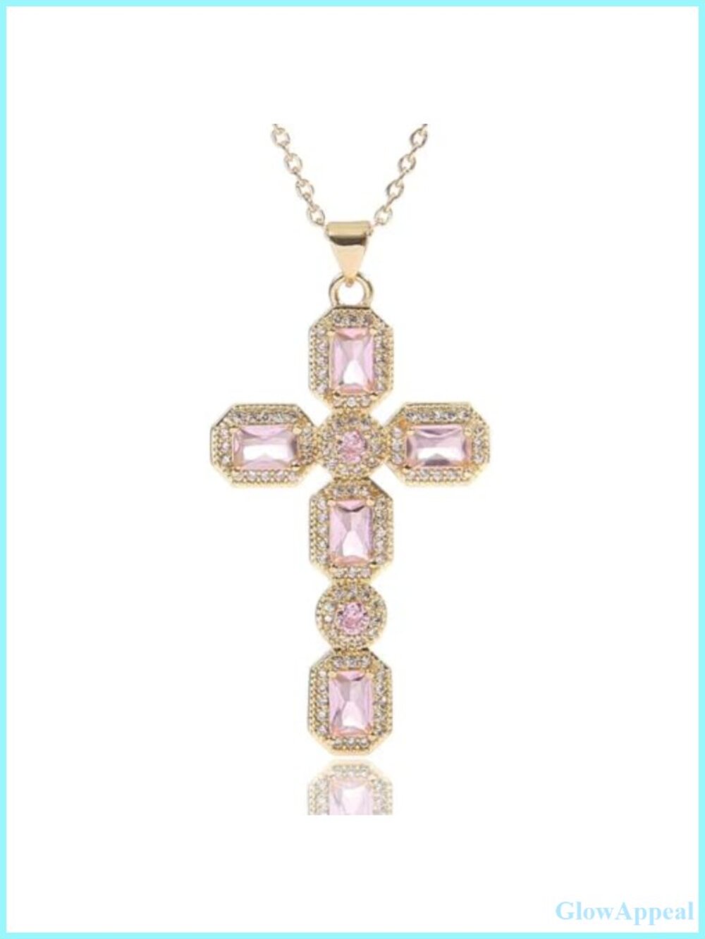 18K Plated Gold Cross Pendant Necklace Hypoallergenic CZ Faith Jewelry Gift